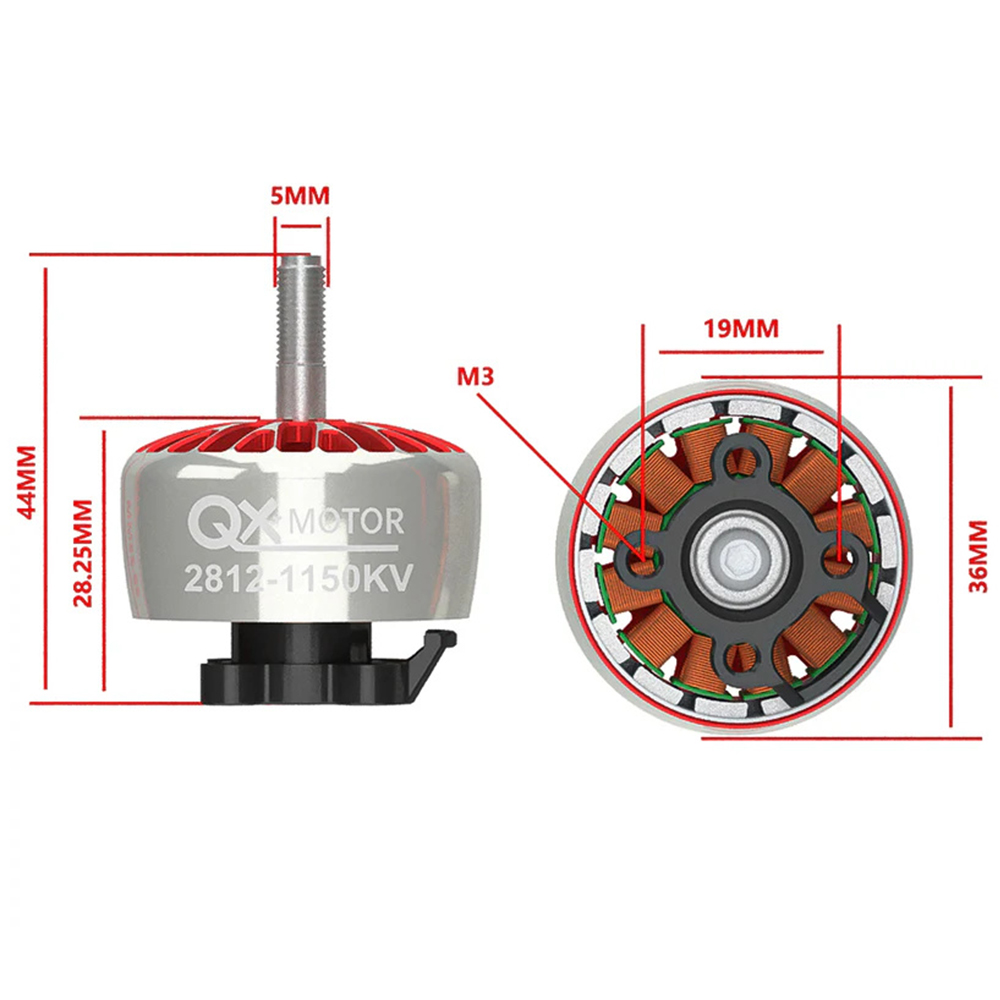 Buumlrstenloser-Motor-QX-MOTOR-2812-900KV-1150KV-fuumlr-DIY-8-9-Zoll-RC-Drone-FPV-Racing-auf-3-6S-2016505-3